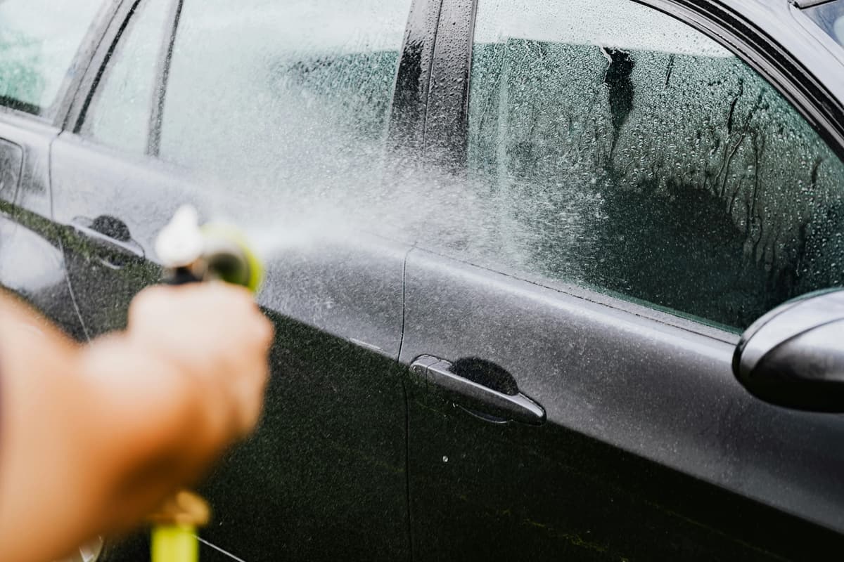 Car detailing process close-up