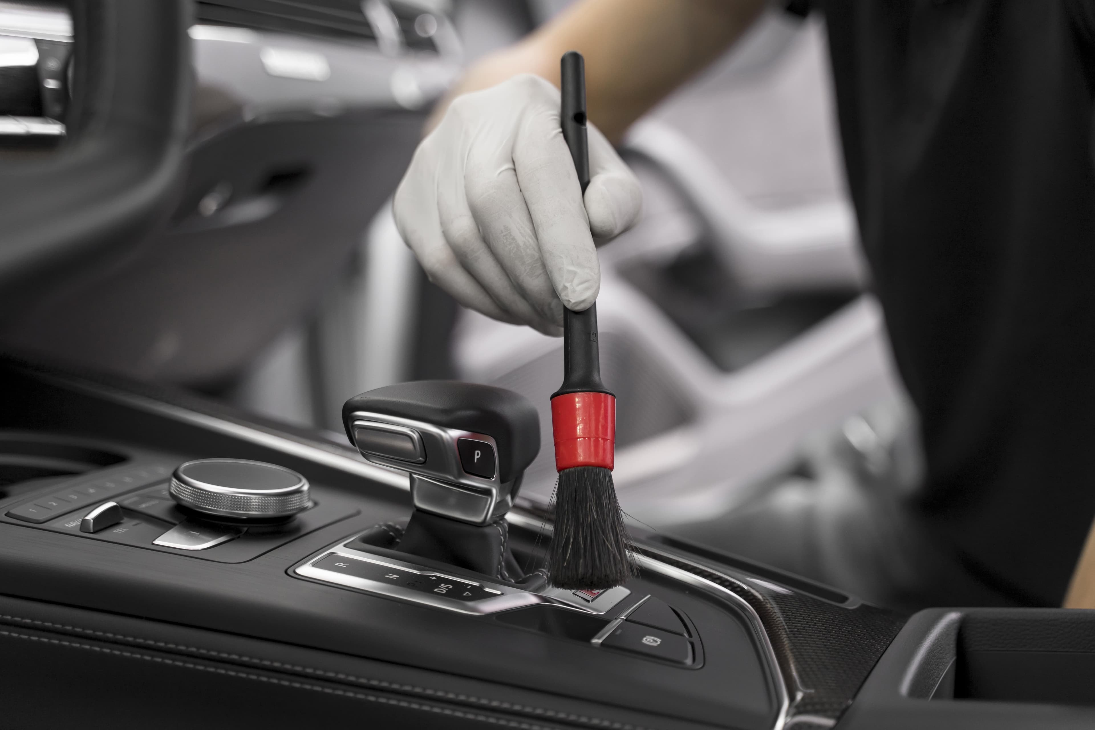 Close up of car care process
